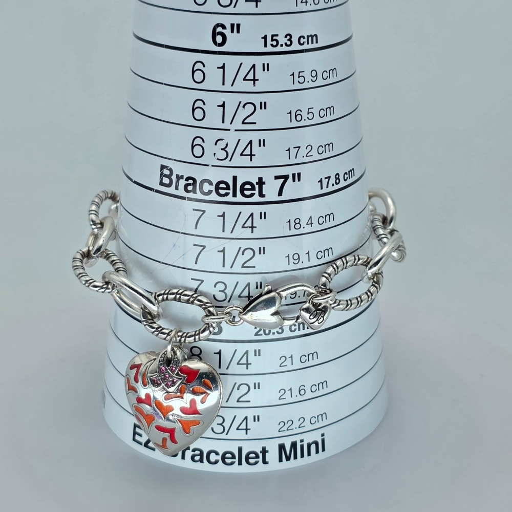 BRIGHTON "Power of Pink" Bracelet Breast Cancer Charm Red & Pink Silver Plate 8" - Picture 7 of 8